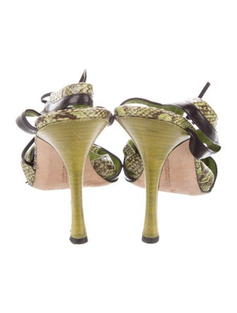 Manolo Blahnik Leather Animal Print T-Strap Pumps