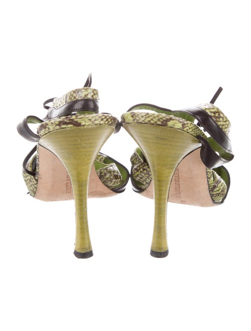 Manolo Blahnik Leather Animal Print T-Strap Pumps