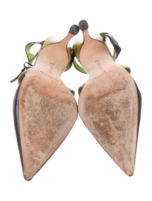 Manolo Blahnik Leather Animal Print T-Strap Pumps