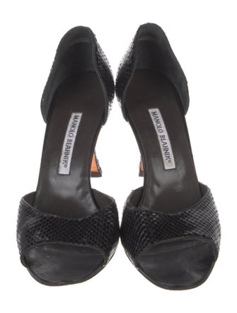 Manolo Blahnik Snakeskin Animal Print D'Orsay Pumps