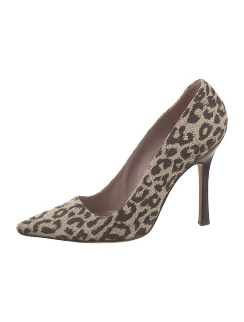 Manolo Blahnik Canvas Animal Print Pumps
