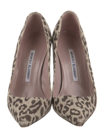 Manolo Blahnik Canvas Animal Print Pumps