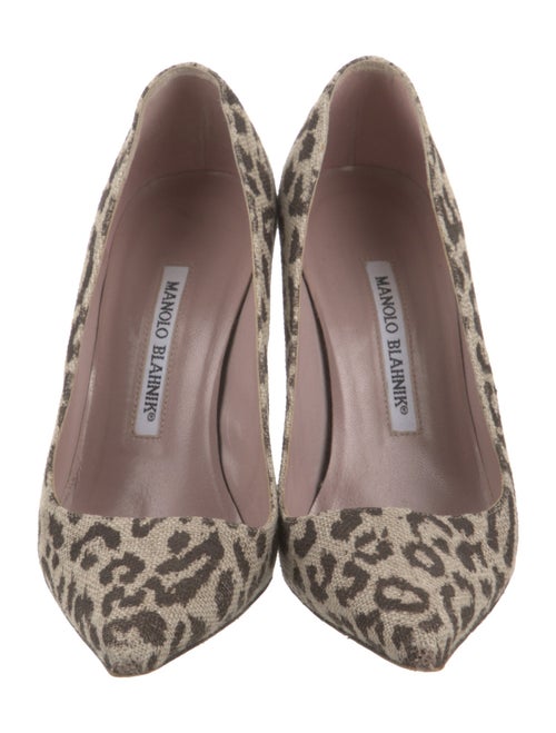 Manolo Blahnik Canvas Animal Print Pumps