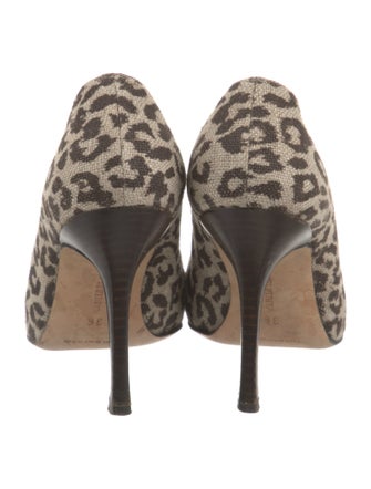 Manolo Blahnik Canvas Animal Print Pumps