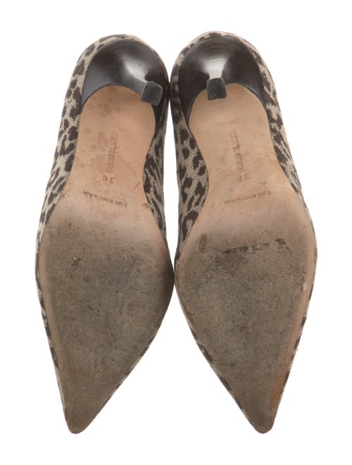 Manolo Blahnik Canvas Animal Print Pumps
