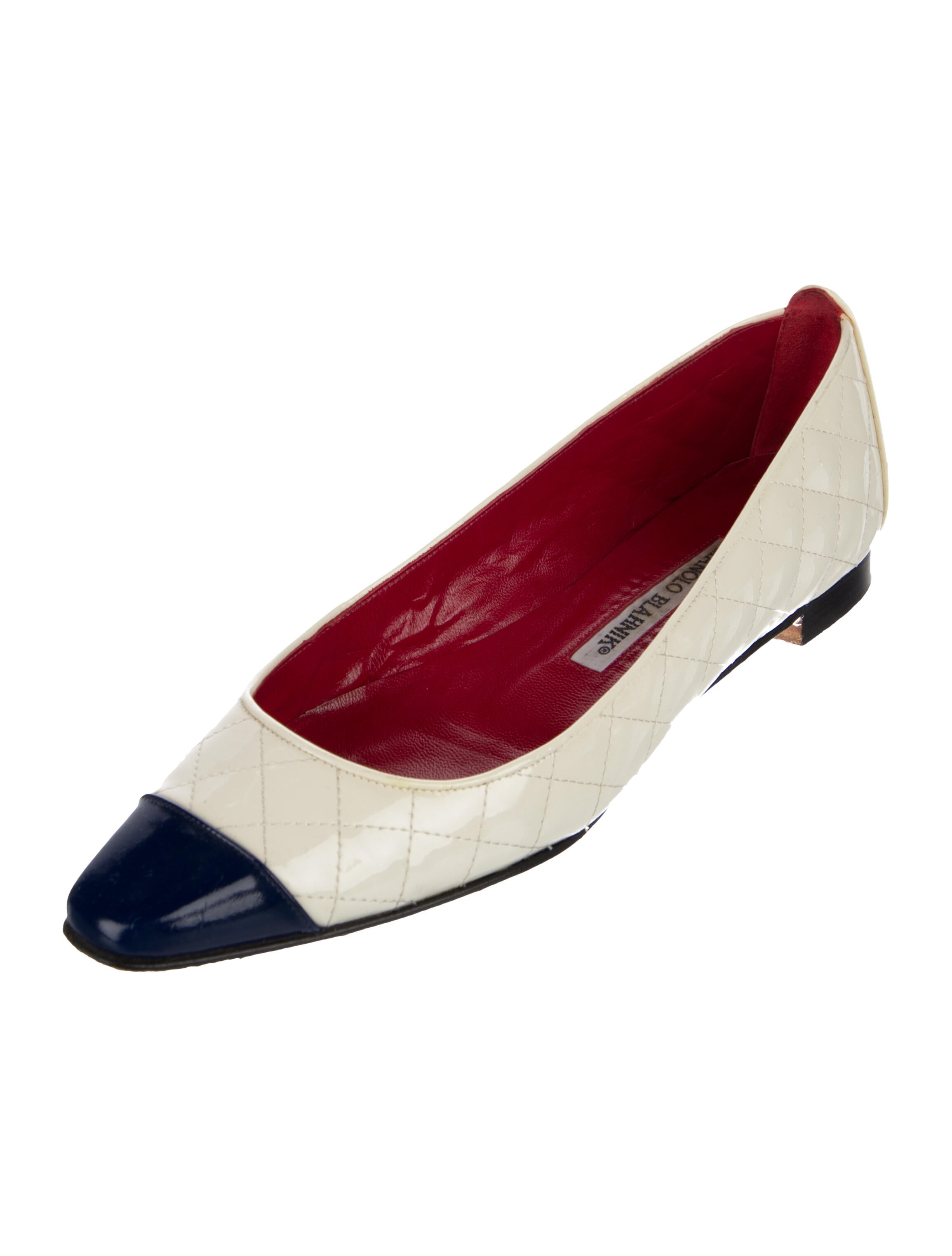 Manolo Blahnik Patent Leather Colorblock Pattern Ballet Flats
