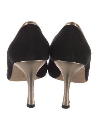 Manolo Blahnik Suede Bow Accents Pumps