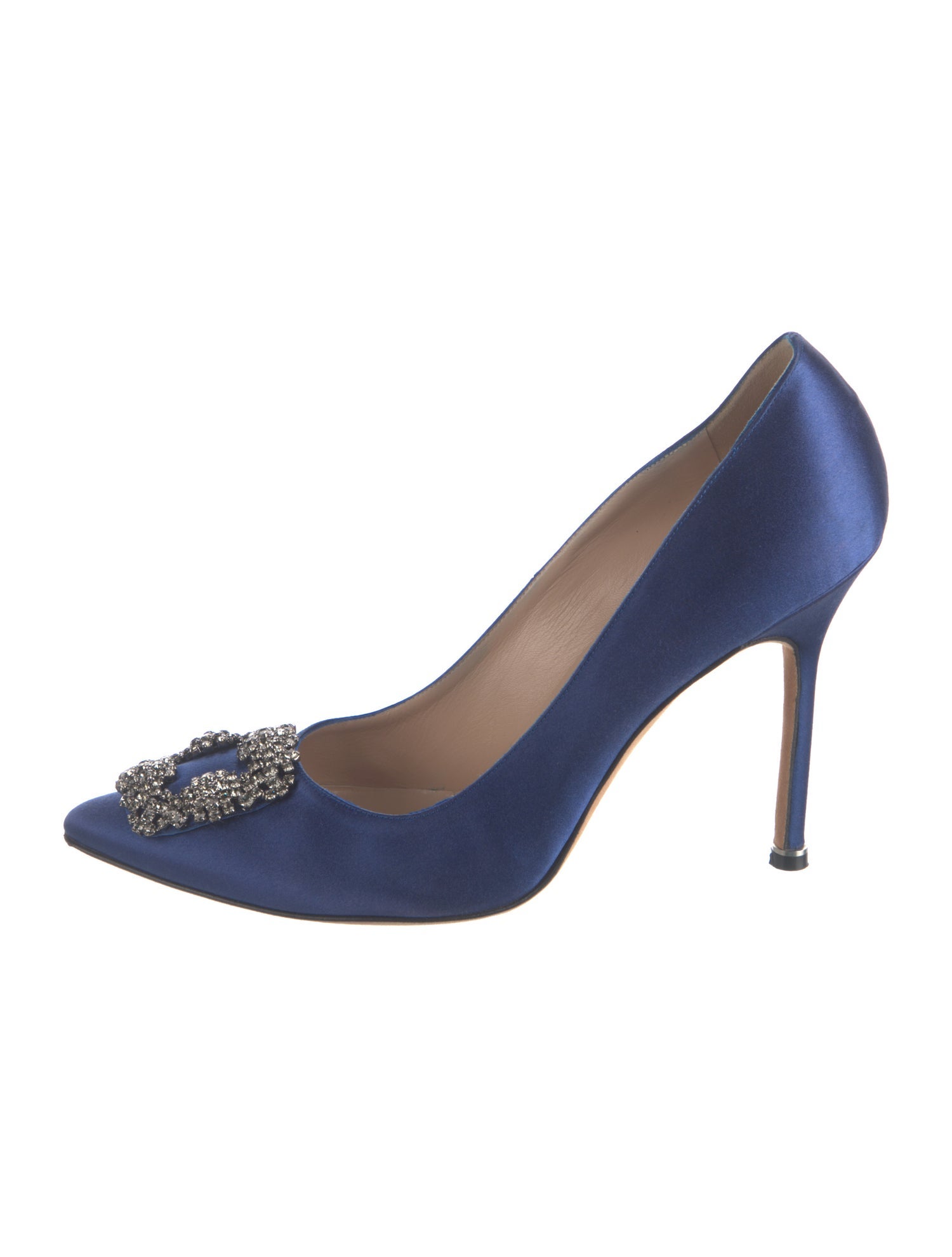Manolo Blahnik Satin Crystal Embellishments Pumps
