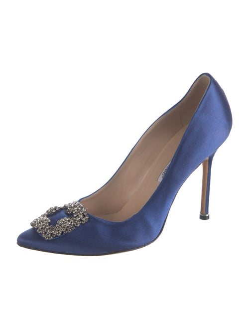 Manolo Blahnik Satin Crystal Embellishments Pumps