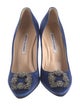 Manolo Blahnik Satin Crystal Embellishments Pumps