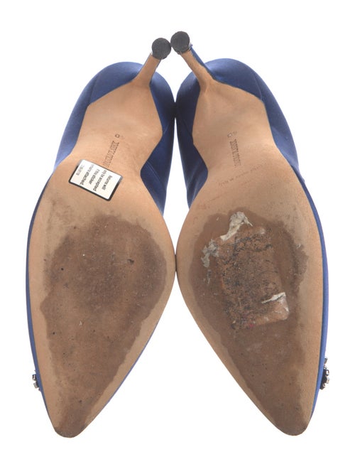 Manolo Blahnik Satin Crystal Embellishments Pumps