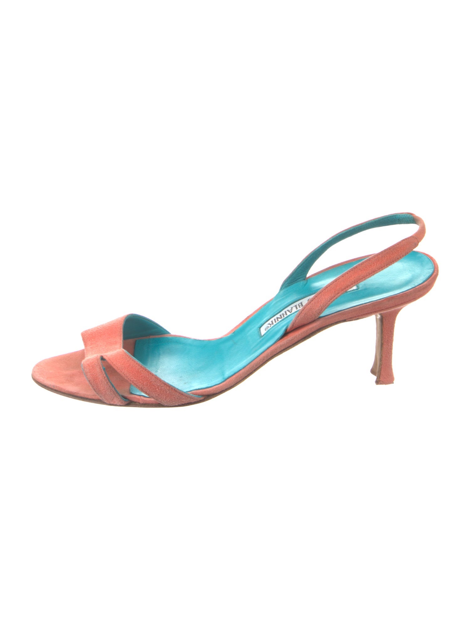 Manolo Blahnik Satin Animal Print Slingback Sandals