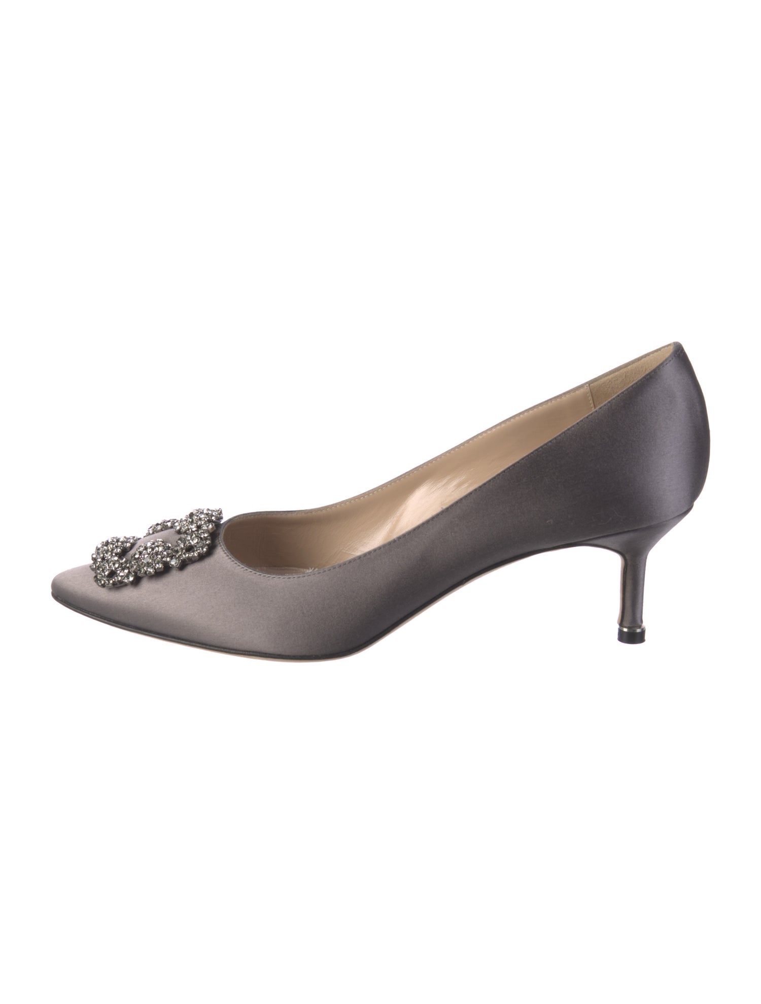 Manolo Blahnik Satin Crystal Embellishments Pumps