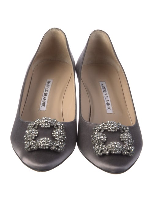 Manolo Blahnik Satin Crystal Embellishments Pumps