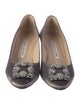 Manolo Blahnik Satin Crystal Embellishments Pumps