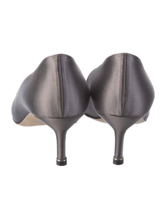 Manolo Blahnik Satin Crystal Embellishments Pumps