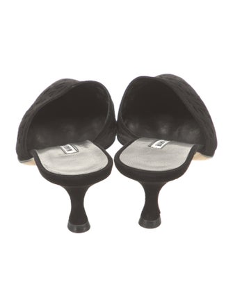 Manolo Blahnik Suede Lasercut Accents Mules