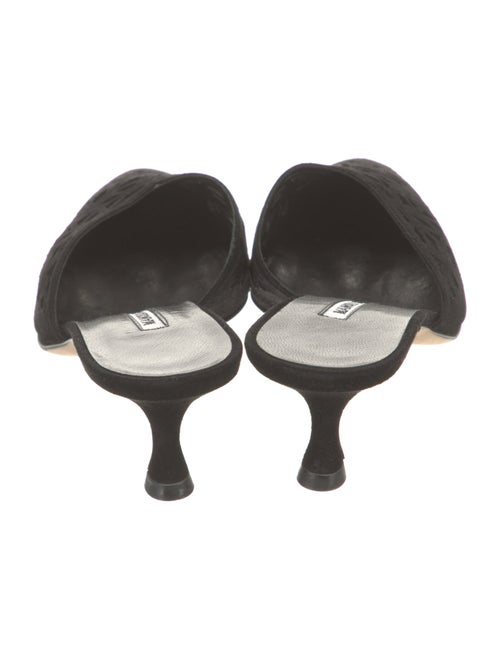 Manolo Blahnik Suede Lasercut Accents Mules