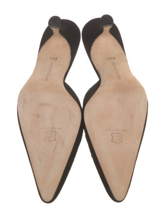 Manolo Blahnik Suede Lasercut Accents Mules