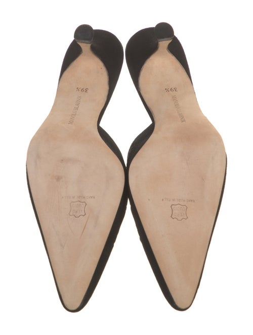Manolo Blahnik Suede Lasercut Accents Mules