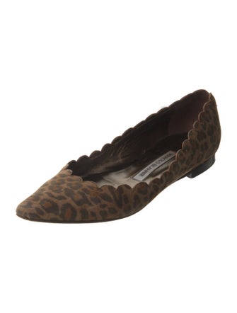 Manolo Blahnik Suede Animal Print Flats