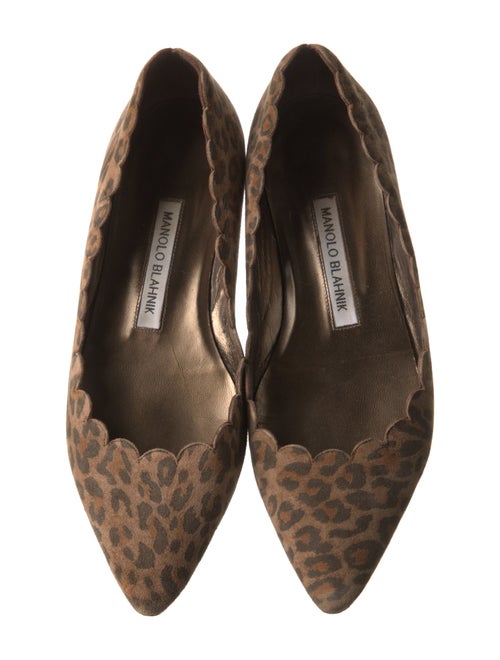 Manolo Blahnik Suede Animal Print Flats