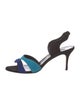 Manolo Blahnik Suede Colorblock Pattern Slingback Sandals