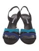 Manolo Blahnik Suede Colorblock Pattern Slingback Sandals