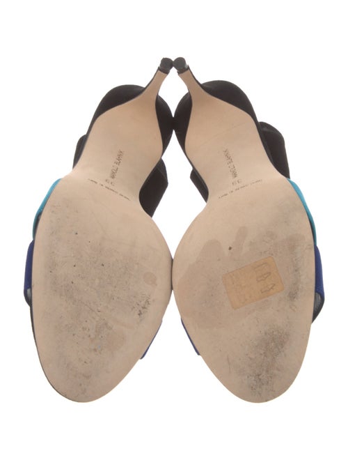 Manolo Blahnik Suede Colorblock Pattern Slingback Sandals