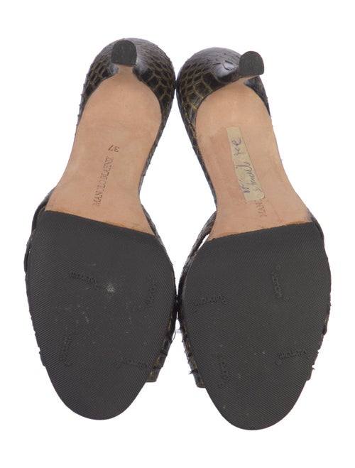 Manolo Blahnik Snakeskin Floral Print Slides