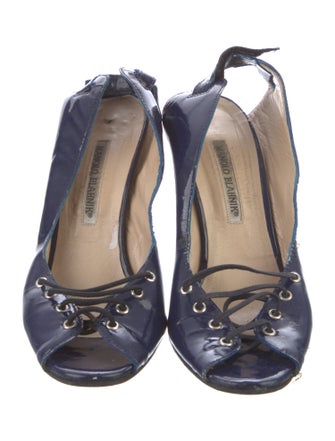 Manolo Blahnik Patent Leather Slingback Sandals