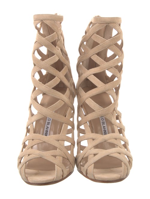 Manolo Blahnik Suede Lace-Up Boots