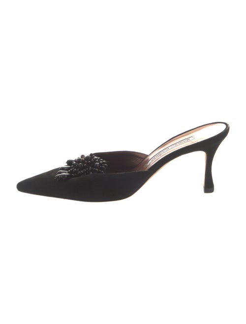Manolo Blahnik Suede Beaded Accents Mules