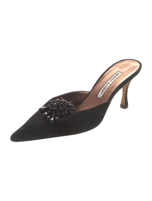 Manolo Blahnik Suede Beaded Accents Mules