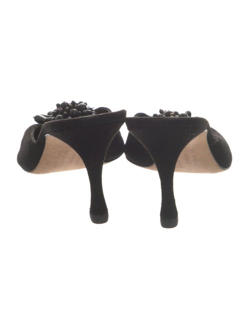 Manolo Blahnik Suede Beaded Accents Mules