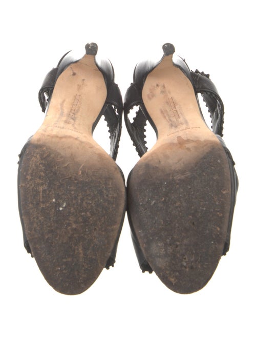 Manolo Blahnik Leather Scalloped Accent Slingback Sandals