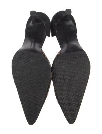 Manolo Blahnik Suede Floral Print D'Orsay Pumps