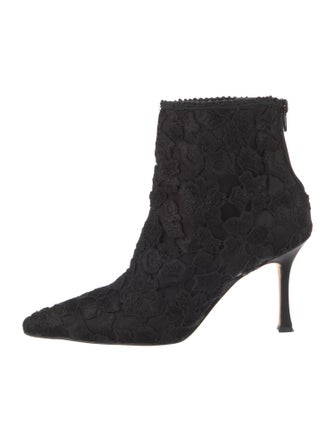 Manolo Blahnik Satin Beaded Accents Sock Boots