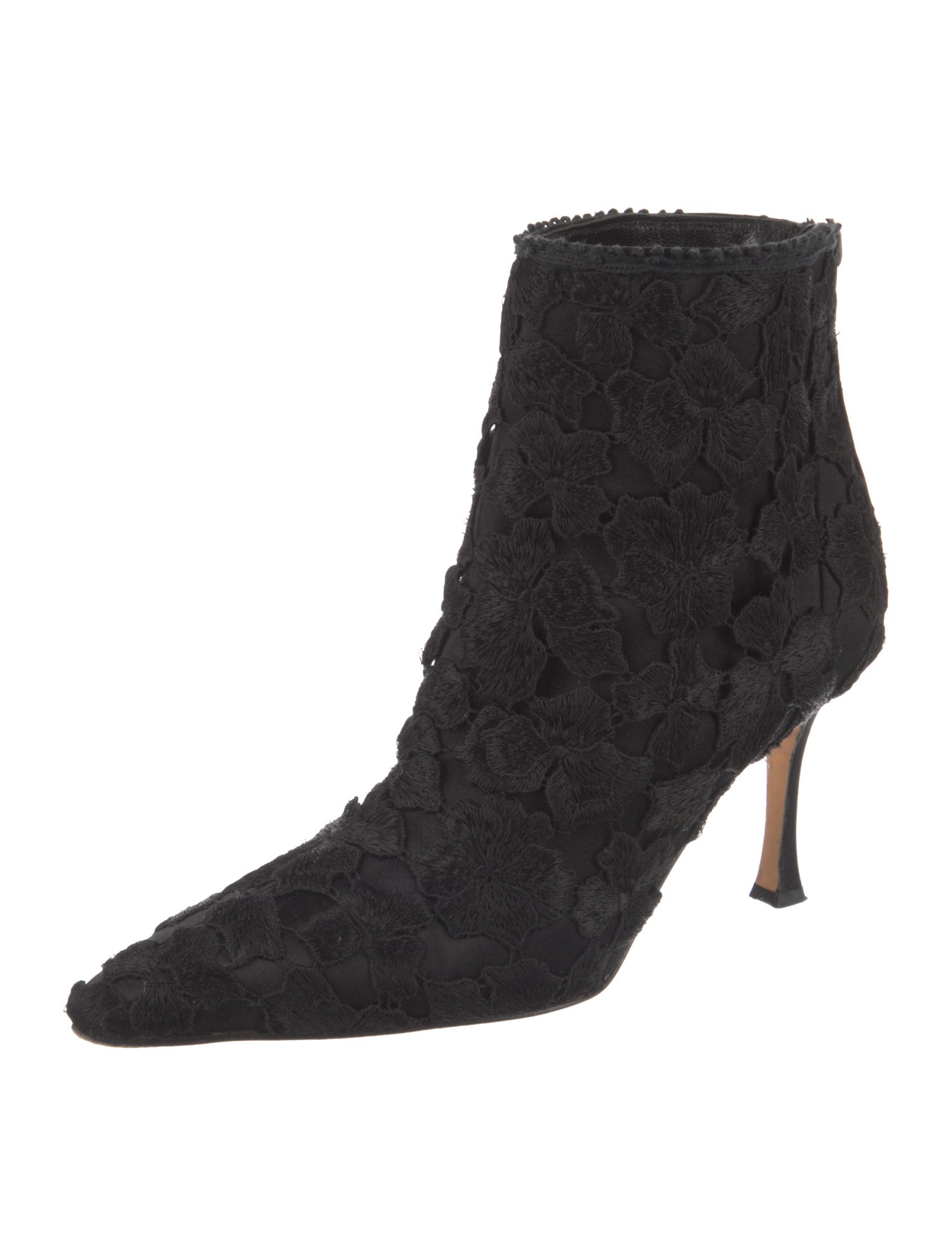 Manolo Blahnik Satin Beaded Accents Sock Boots