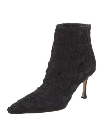 Manolo Blahnik Satin Beaded Accents Sock Boots