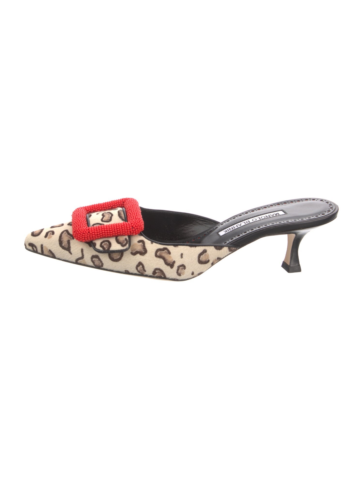 Manolo Blahnik Ponyhair Animal Print Mules