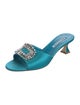 Manolo Blahnik Satin Crystal Embellishments Slides