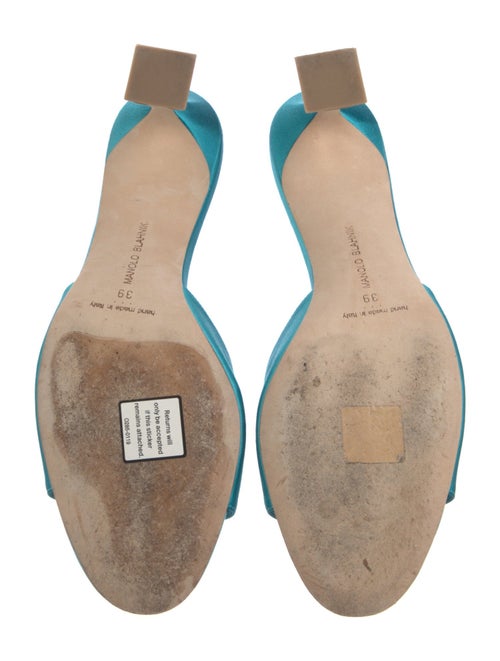 Manolo Blahnik Satin Crystal Embellishments Slides
