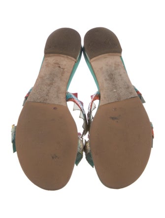 Manolo Blahnik Leather Animal Print Slides