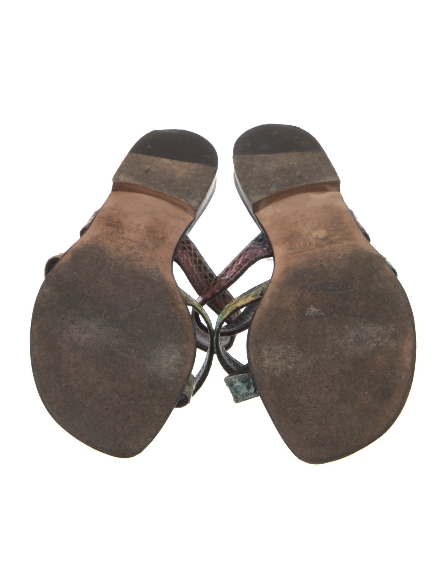 Manolo Blahnik Leather Animal Print Slides