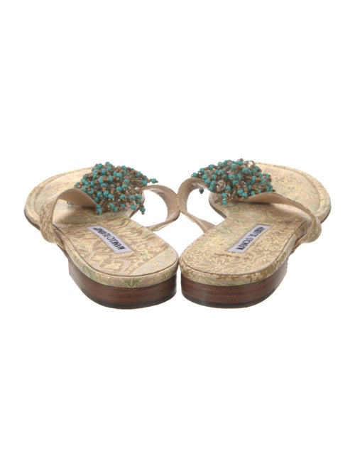 Manolo Blahnik Leather Animal Print Slides