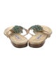 Manolo Blahnik Leather Animal Print Slides