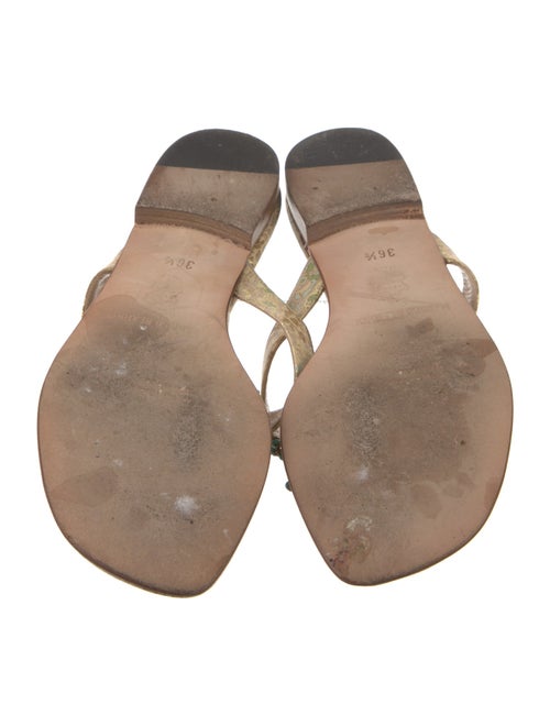 Manolo Blahnik Leather Animal Print Slides