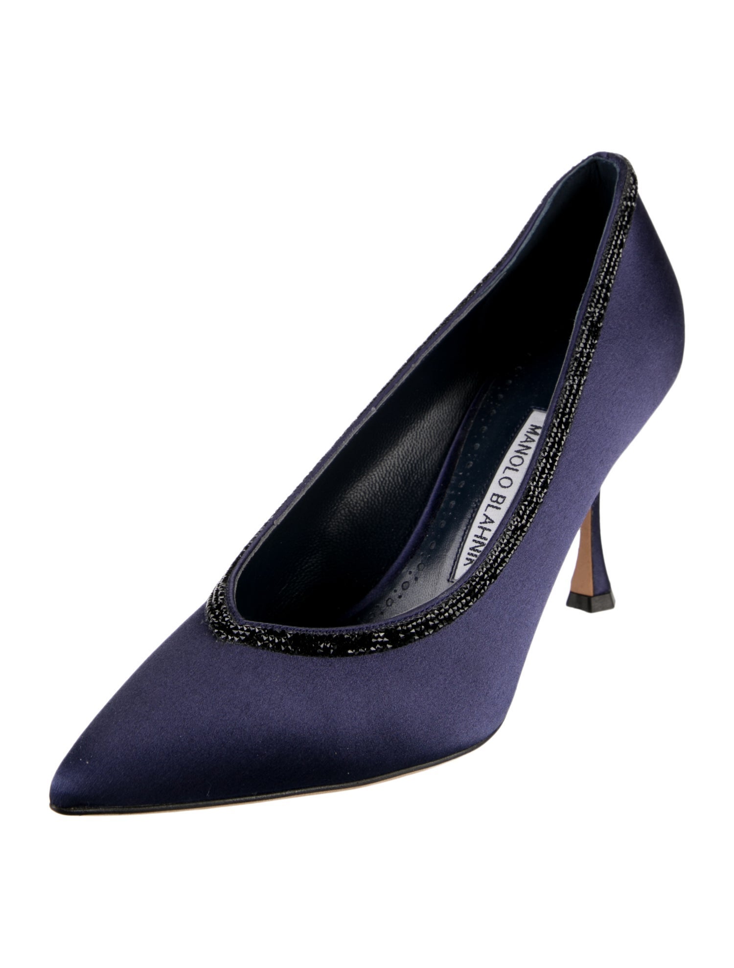 Manolo Blahnik Satin Crystal Embellishments Pumps