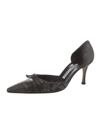 Manolo Blahnik Leather Animal Print D'Orsay Pumps